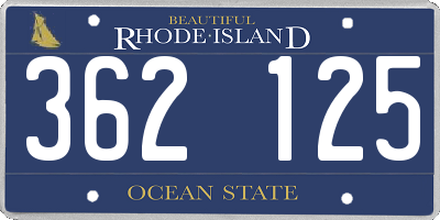 RI license plate 362125