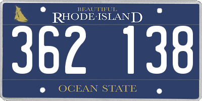 RI license plate 362138