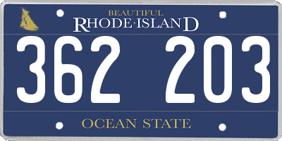 RI license plate 362203