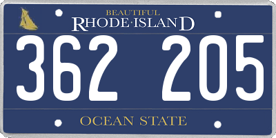 RI license plate 362205