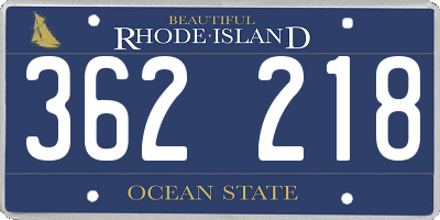 RI license plate 362218