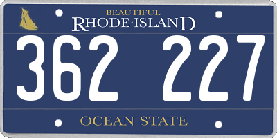 RI license plate 362227