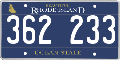 RI license plate 362233