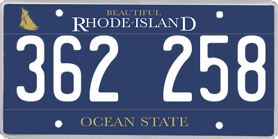 RI license plate 362258