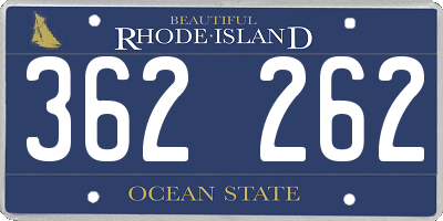 RI license plate 362262