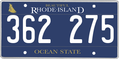 RI license plate 362275