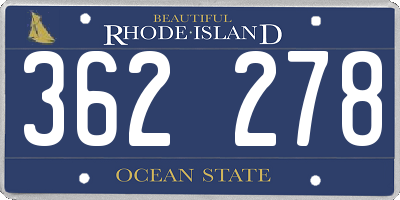 RI license plate 362278