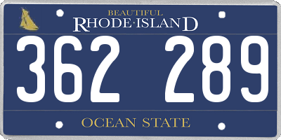 RI license plate 362289