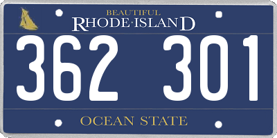 RI license plate 362301