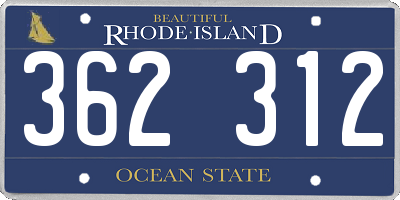 RI license plate 362312