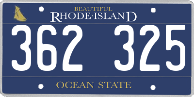 RI license plate 362325