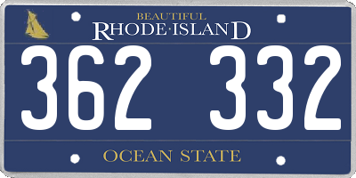 RI license plate 362332