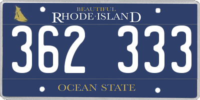 RI license plate 362333