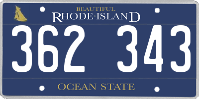 RI license plate 362343