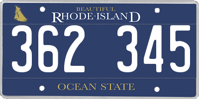 RI license plate 362345