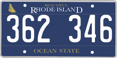 RI license plate 362346