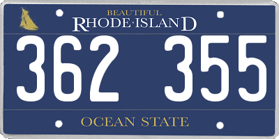 RI license plate 362355