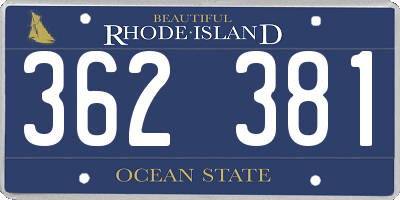 RI license plate 362381