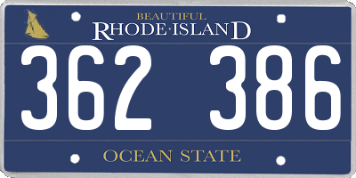 RI license plate 362386