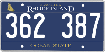 RI license plate 362387