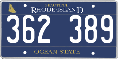RI license plate 362389