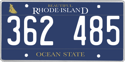 RI license plate 362485