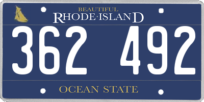 RI license plate 362492