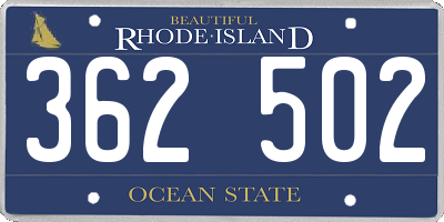 RI license plate 362502