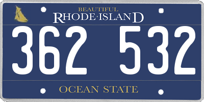 RI license plate 362532