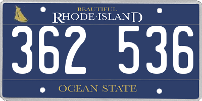 RI license plate 362536