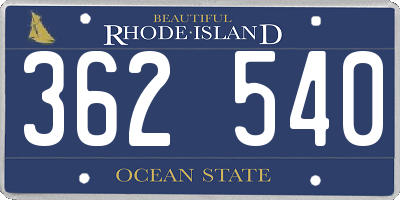 RI license plate 362540