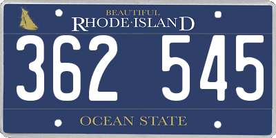 RI license plate 362545