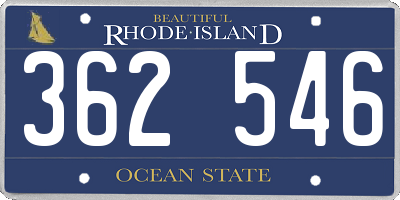 RI license plate 362546