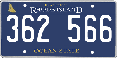 RI license plate 362566
