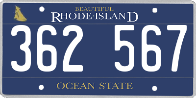 RI license plate 362567