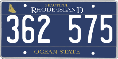 RI license plate 362575