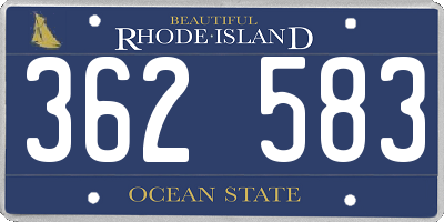 RI license plate 362583