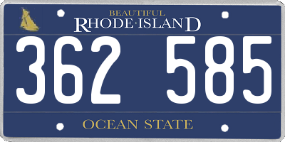 RI license plate 362585