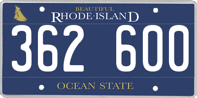 RI license plate 362600