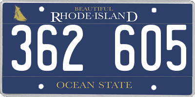 RI license plate 362605