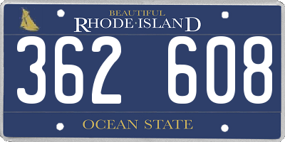 RI license plate 362608