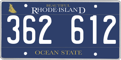 RI license plate 362612