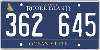 RI license plate 362645