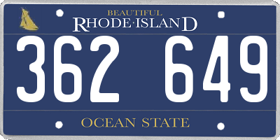 RI license plate 362649