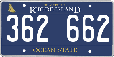 RI license plate 362662