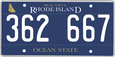 RI license plate 362667