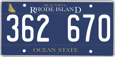 RI license plate 362670