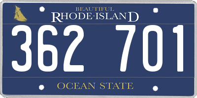 RI license plate 362701