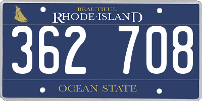 RI license plate 362708