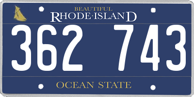 RI license plate 362743